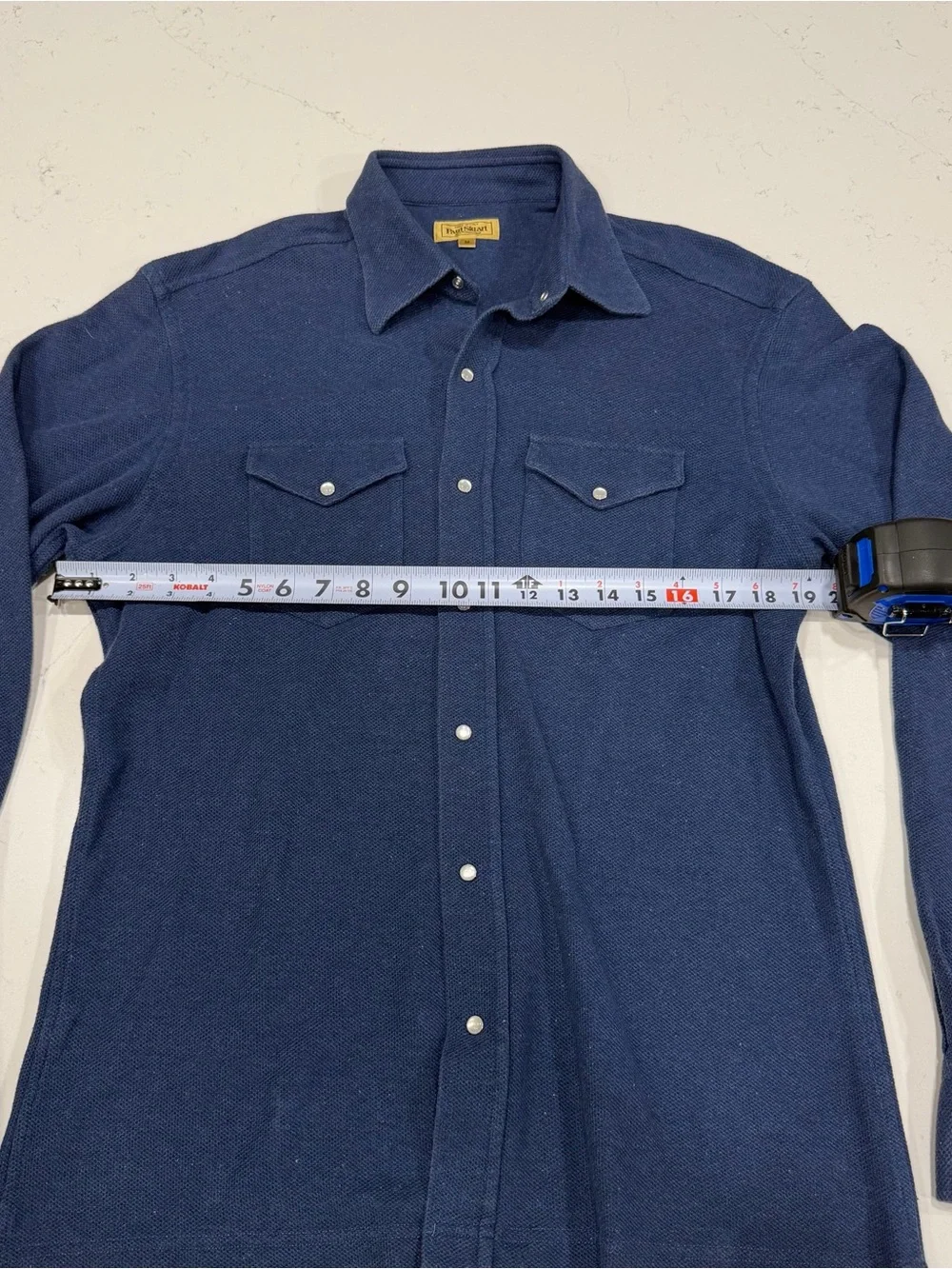 Paul Stuart Navy Long-Sleeve Knit Western Shirt - Medium